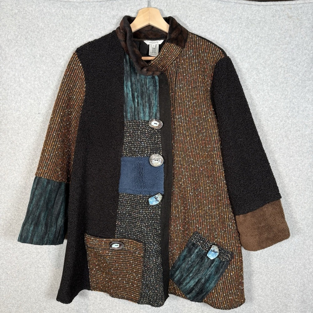 Vincente Jacket Womens Medium Art‎ To Wear Tunic Lagenlook Textured